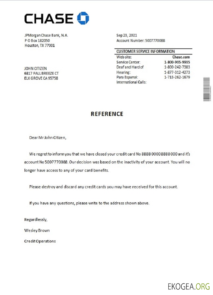 Référence USA , Chase , closure